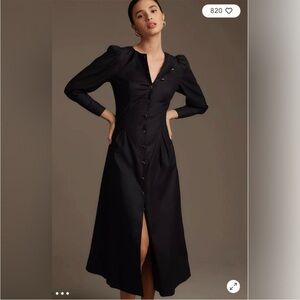 Reformation Halia Black Long Sleeve Dress size 8